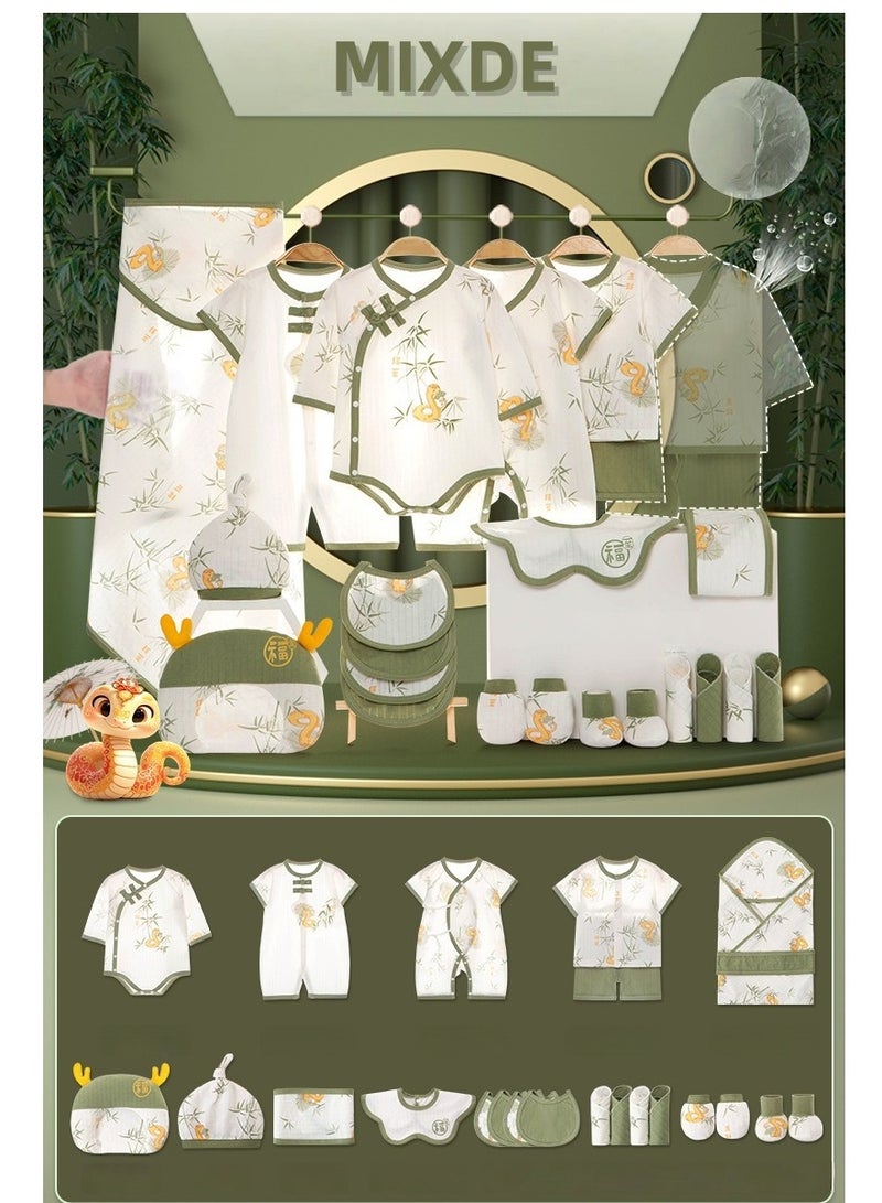 MIXDE 23 pieces of baby clothes gift box, newborn summer newborn set, newborn pure cotton baby meeting gift supplies, full moon - Image 1